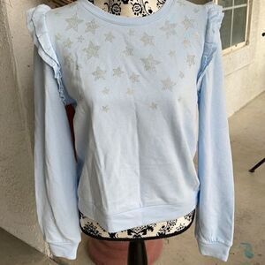 INC Women's Sweater Blue Size Medium M Ruffle Embellished Pullover $69